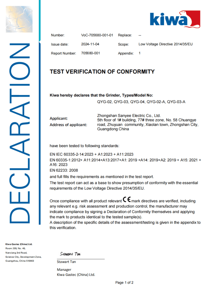 LVD Sanyee certificate
